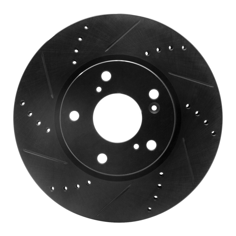 R1 2016-2025 Honda Accord Coupe Front Left Drilled & Slotted Black Brake Rotor