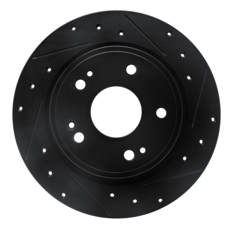 R1 2016-2025 Honda HR-V Rear Right Drilled & Slotted Black Brake Rotor