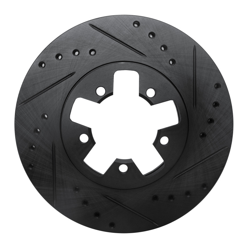 R1 1984-1989 Nissan 300ZX Front Right Drilled & Slotted Black Brake Rotor