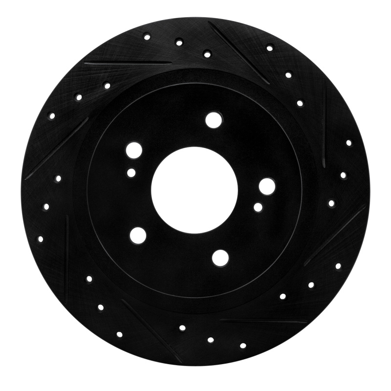R1 1984-1988 Nissan 200SX Rear Right Drilled & Slotted Black Brake Rotor