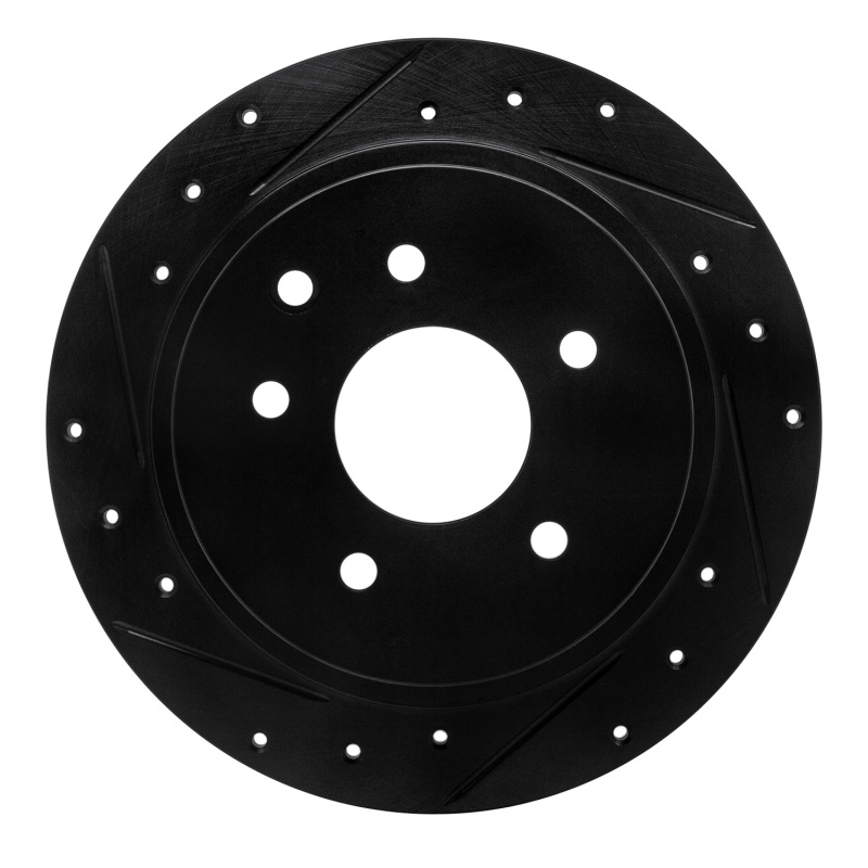 R1 2002-2025 Nissan Juke Rear Left Drilled & Slotted Black Brake Rotor