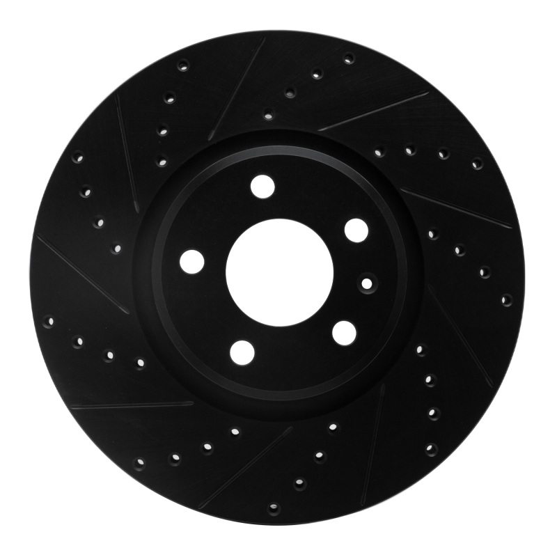 R1 2011-2017 Audi A4 Allroad Front Left Drilled & Slotted Black Brake Rotor