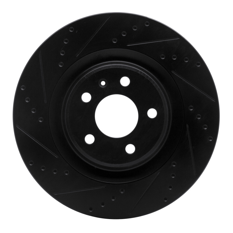 R1 2008-2025 Audi A6 Allroad Rear Left Drilled & Slotted Black Brake Rotor