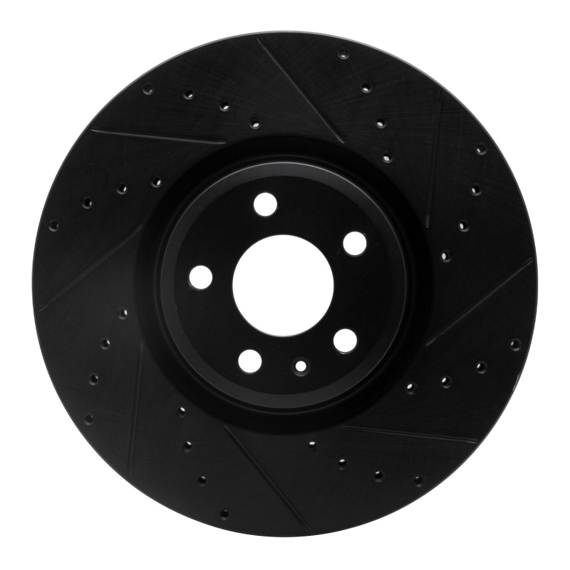 R1 2018-2025 Audi S5 Front Right Drilled & Slotted Black Brake Rotor