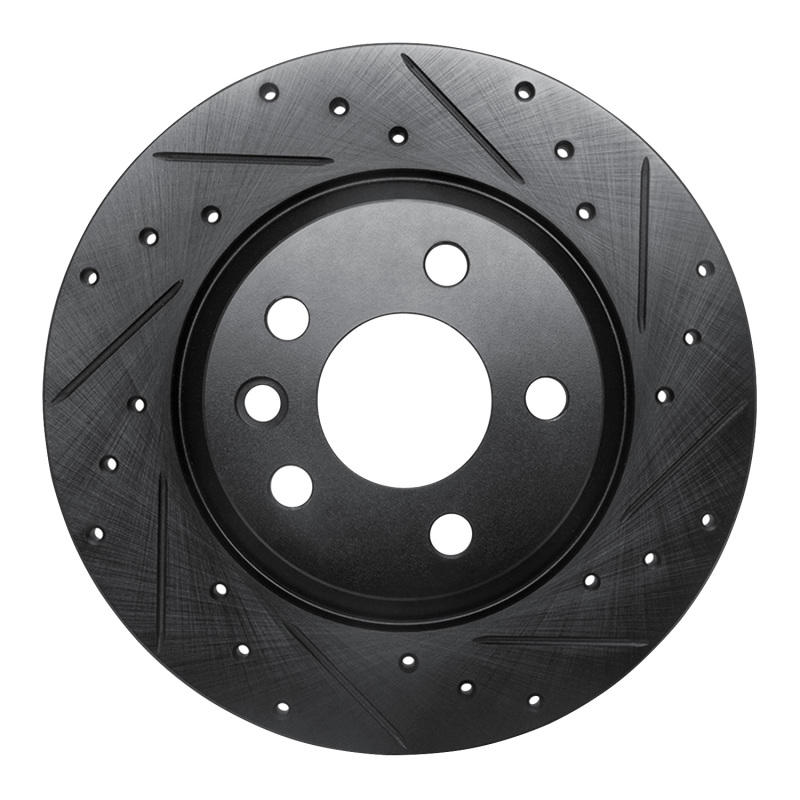 R1 2001-2003 Volkswagen EuroVan Rear Right Drilled & Slotted Black Brake Rotor