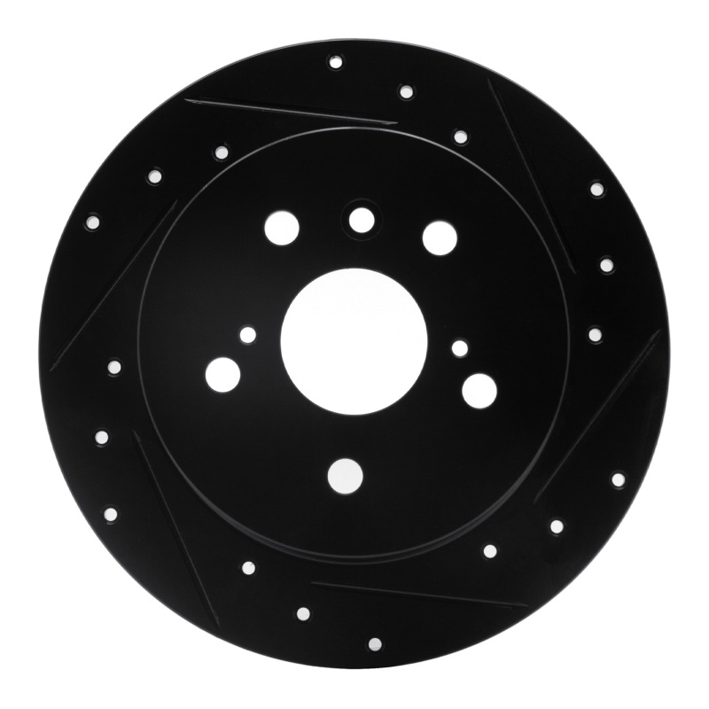 R1 2012-2018 Lexus ES300H Rear Right Drilled & Slotted Black Brake Rotor