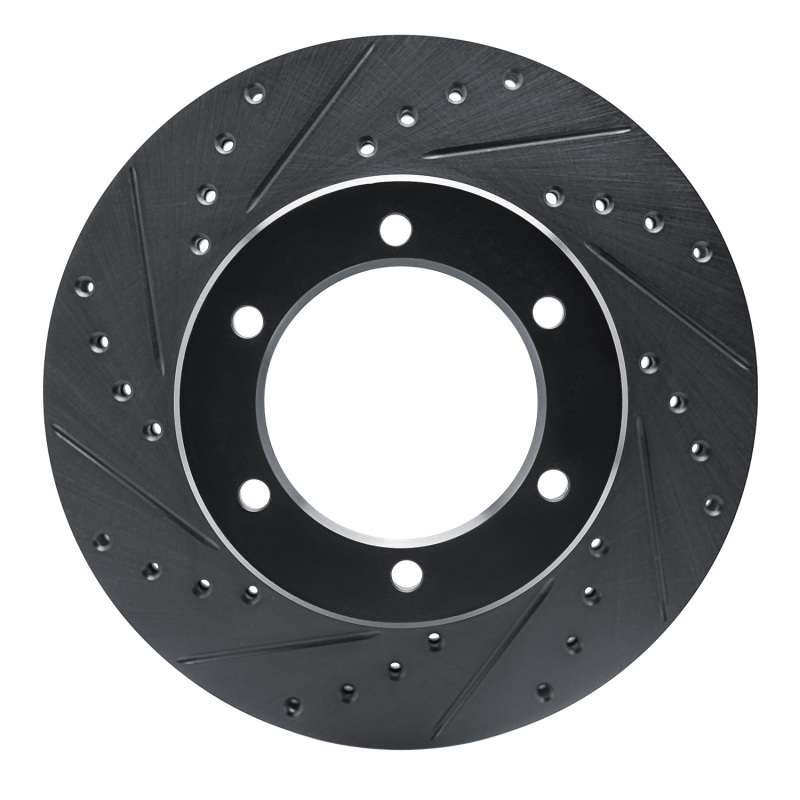 R1 1986-1995 Toyota 4Runner Front Left Drilled & Slotted Black Brake Rotor