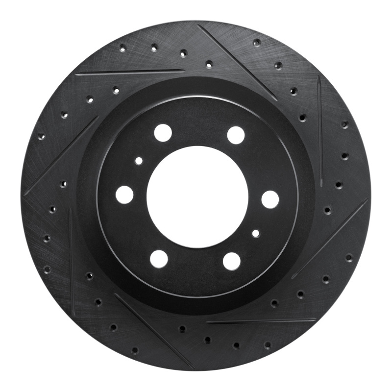 R1 2022-2025 Lexus LX600 Front Right Drilled & Slotted Black Brake Rotor