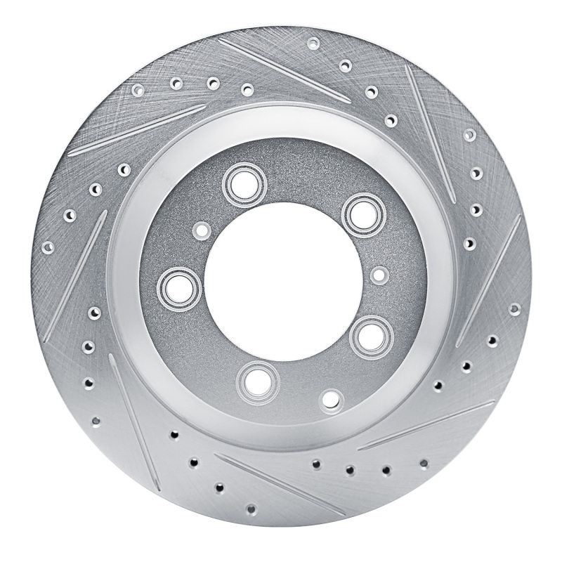 R1 2019-2023 Porsche Cayenne Rear Right Drilled & Slotted Silver Brake Rotor