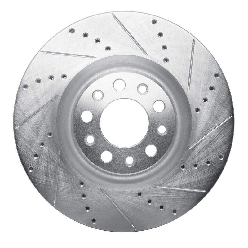 R1 2017-2025 Alfa Romeo Giulia Front Right Drilled & Slotted Silver Brake Rotor