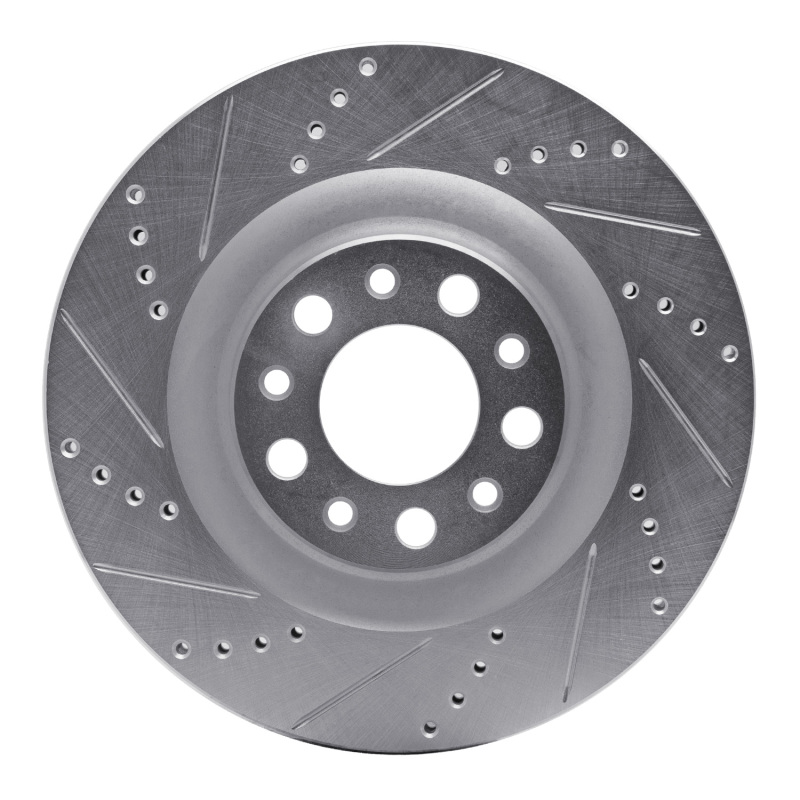 R1 2017-2025 Alfa Romeo Stelvio Rear Left Drilled & Slotted Silver Brake Rotor
