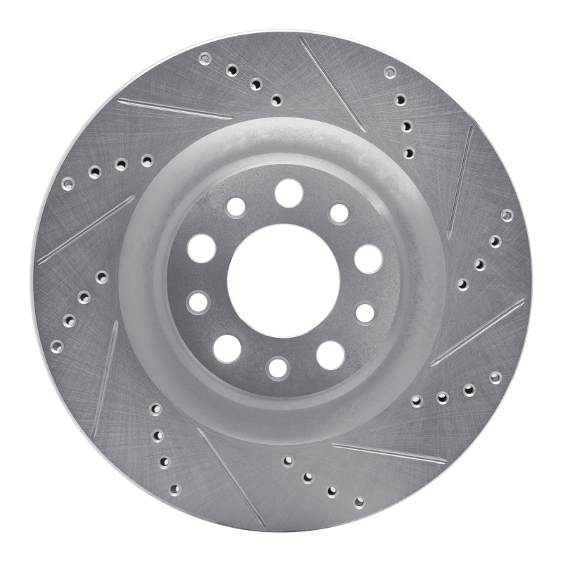 R1 2017-2025 Alfa Romeo Stelvio Rear Right Drilled & Slotted Silver Brake Rotor