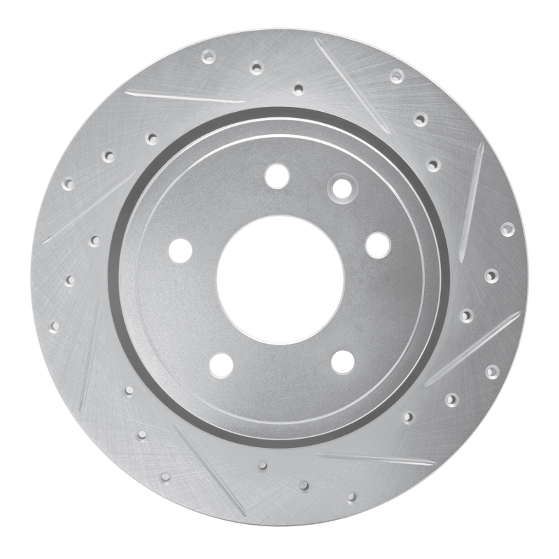R1 1995-2006 Jaguar XJS Rear Right Drilled & Slotted Silver Brake Rotor