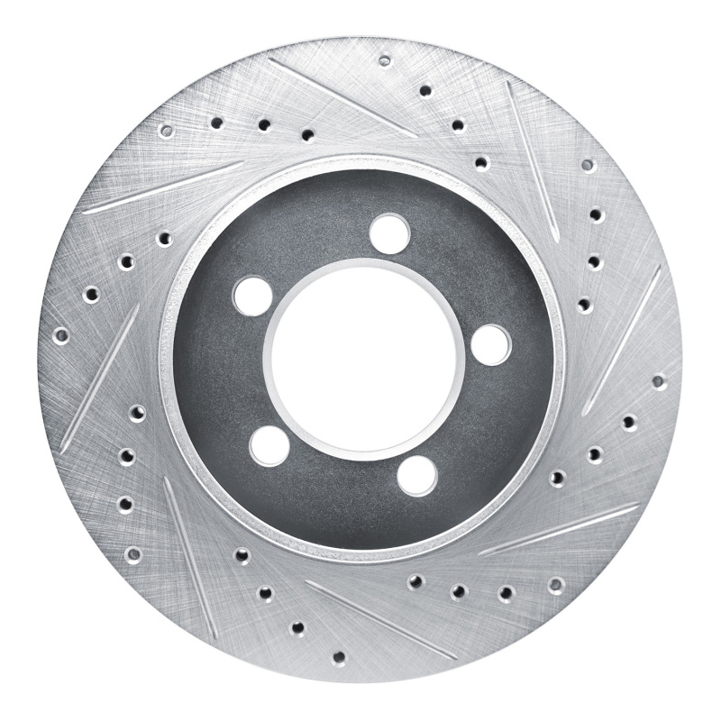 R1 1965-1972 Dodge Dart Front Right Drilled & Slotted Silver Brake Rotor
