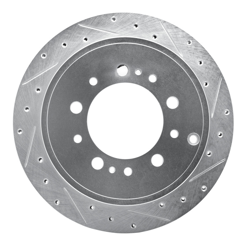R1 2007-2022 Lexus LX570 Rear Right Drilled & Slotted Silver Brake Rotor