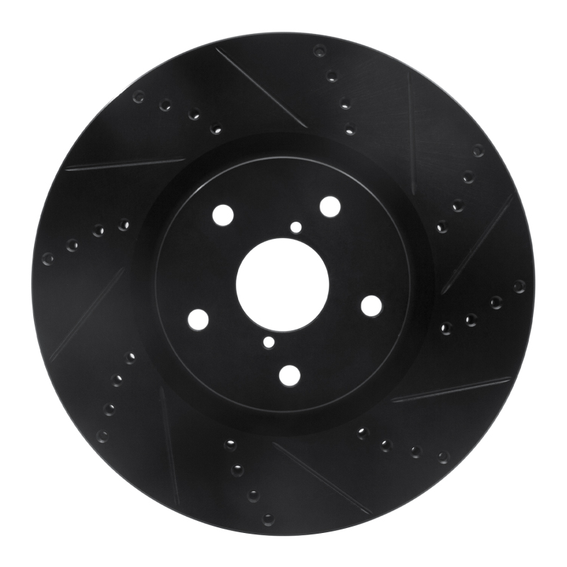 R1 2005-2020 Subaru Impreza Front Right Drilled & Slotted Black Brake Rotor