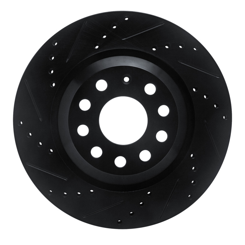 R1 2006-2025 Audi S3 (Mexico) Rear Left Drilled & Slotted Black Brake Rotor