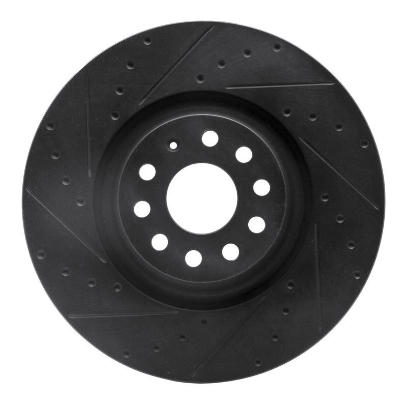 R1 2022+ Volkswagen GTI Mk 8 Front Left Drilled & Slotted Black Brake Rotor