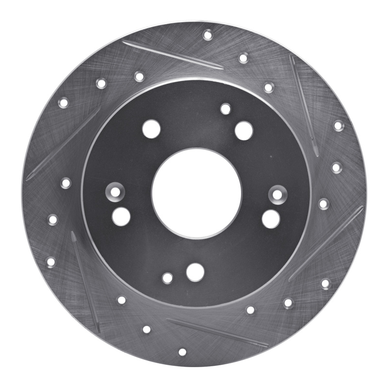 R1 1997-2006 Acura RSX Rear Right Drilled & Slotted Silver Brake Rotor