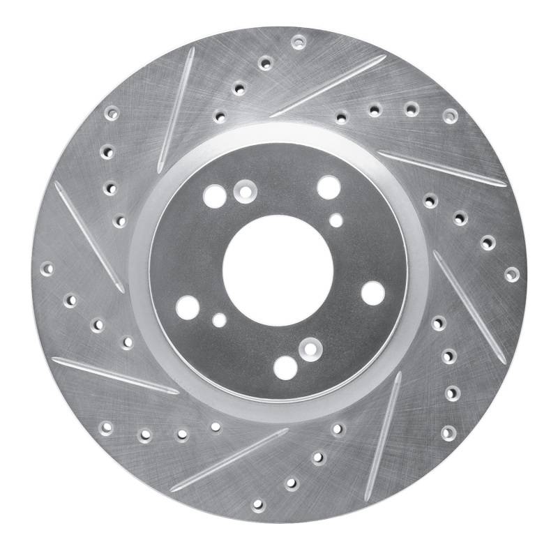 R1 2002-2015 Acura CSX Front Left Drilled & Slotted Silver Brake Rotor