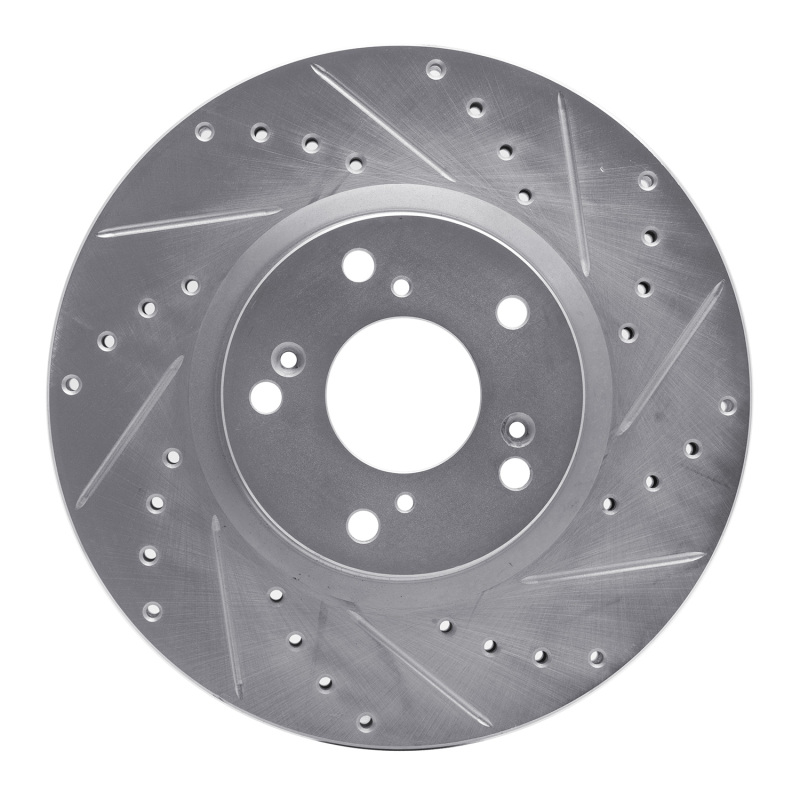 R1 2002-2015 Acura RSX Front Right Drilled & Slotted Silver Brake Rotor