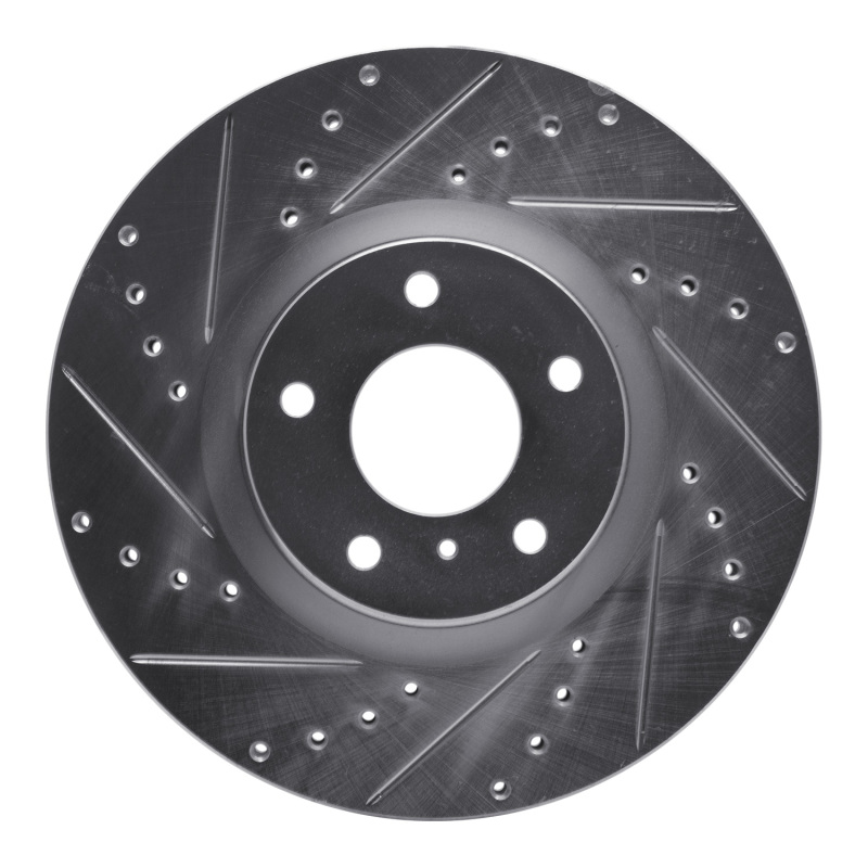 R1 2003-2023 Infiniti G25 Front Left Drilled & Slotted Silver Brake Rotor