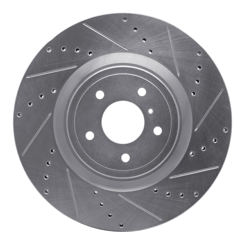 R1 2008-2025 Infiniti QX70 Front Right Drilled & Slotted Silver Brake Rotor