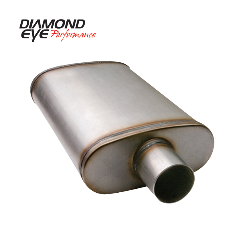 Diamond Eye Muffler 3-1/2in DL IN/SGL OUT 22in BODY 28in OVERALL OVAL