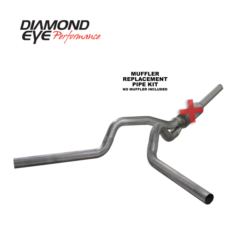 Diamond Eye KIT 4in Catback MFLR RPLCMENT PIPE DUAL SS: 2004.5-2007.5 DODGE CUMMINS 600