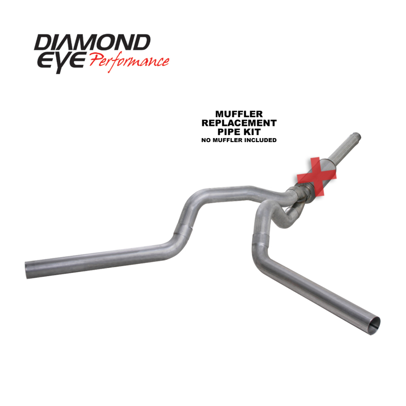 Diamond Eye KIT 4in Catback MFLR RPLCMENT PIPE DUAL AL: 94-97 FORD 7.3L F250/F350 PWRSTROKE
