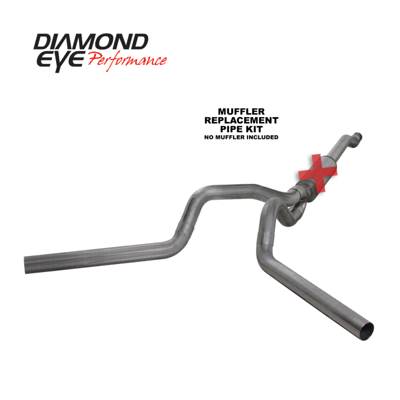 Diamond Eye KIT 4in Catback MFLR RPLCMENT PIPE DUAL SS: 03-07 FORD 6.0L F250/F350