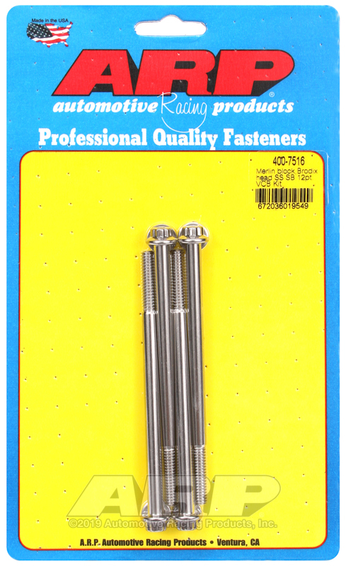 ARP Merlin Block BRodix Head SB 12pt Valve Cover Bolt Kit