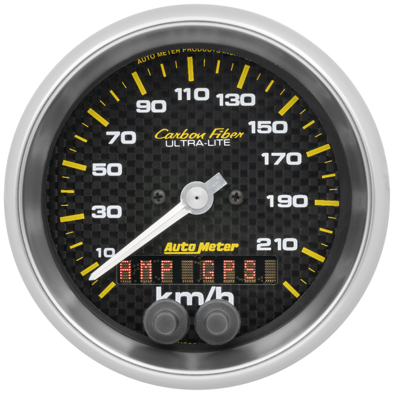 Autometer Carbon Fiber 3-3/8in. 0-225KM/H (GPS) Speedometer Gauge