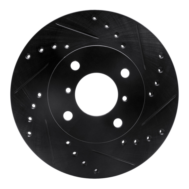 R1 99-07 Suzuki Esteem Front Right Drilled & Slotted Black Brake Rotor