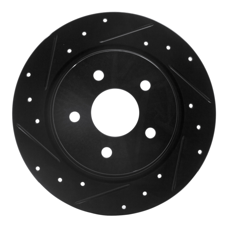 R1 07-14 Suzuki SX4 CrossOVER Rear Left Drilled & Slotted Black Brake Rotor