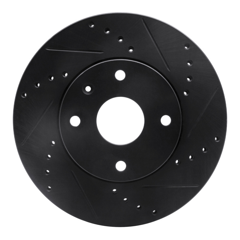 R1 04-10 Chevrolet Epica (USA/Canada) Front Right Drilled & Slotted Black Brake Rotor