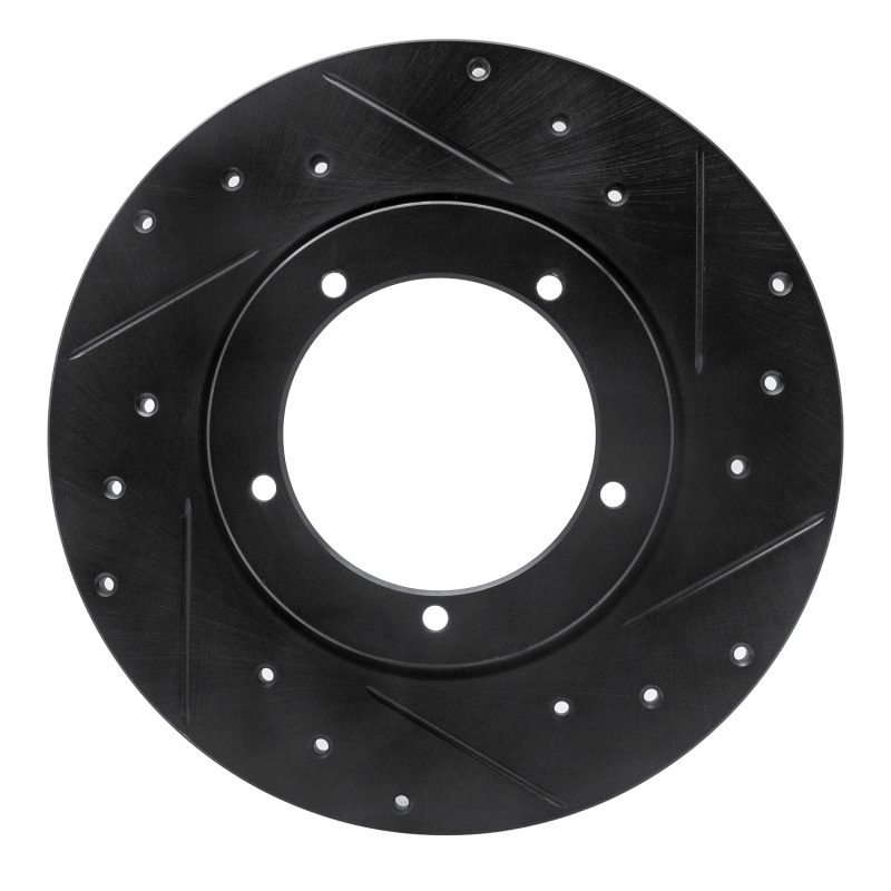 R1 65-76 Porsche 911 Front Right Drilled & Slotted Black Brake Rotor