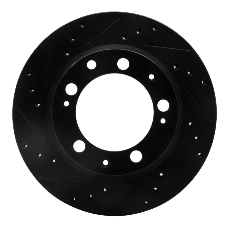 R1 77-88 Porsche 924 Rear Left Drilled & Slotted Black Brake Rotor