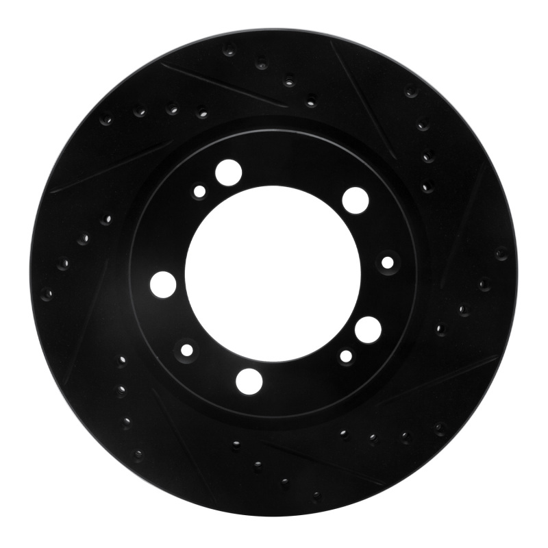 R1 86-91 Porsche 944 Except Turbo Left Front Drilled & Slotted Black Brake Rotor