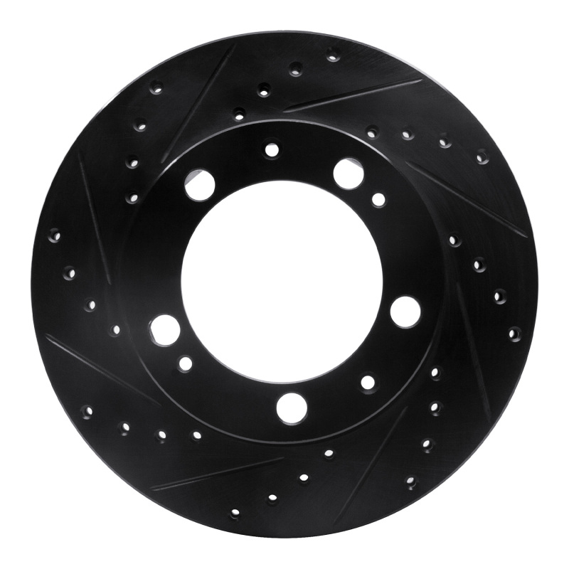 R1 87-89 Porsche 944 Except Turbo Front Left Drilled & Slotted Black Brake Rotor