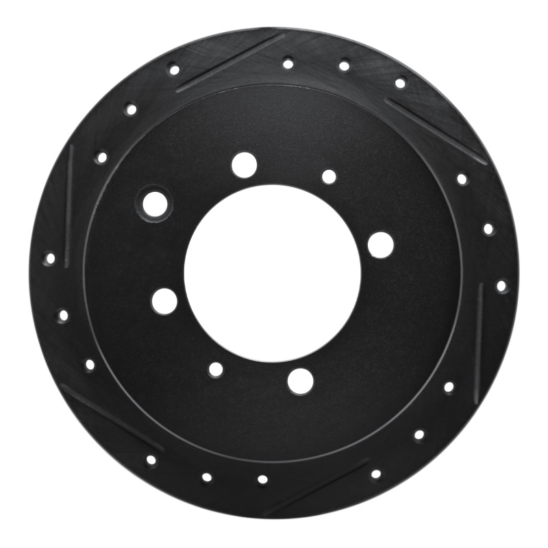 R1 91-93 Hyundai Sonata Rear Left Drilled & Slotted Black Brake Rotor