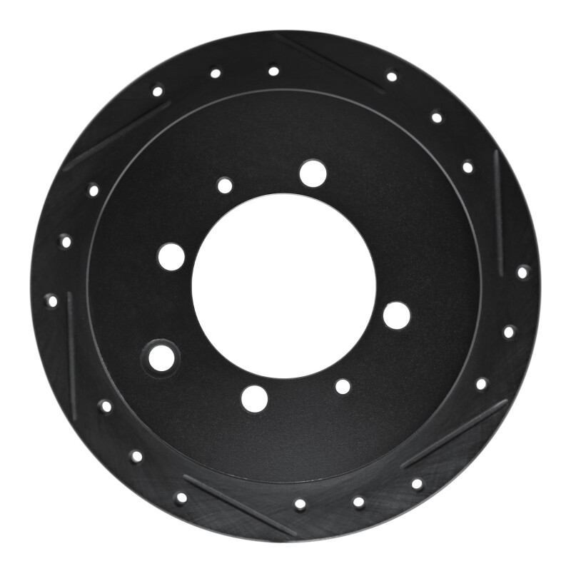 R1 91-93 Hyundai Sonata Rear Right Drilled & Slotted Black Brake Rotor