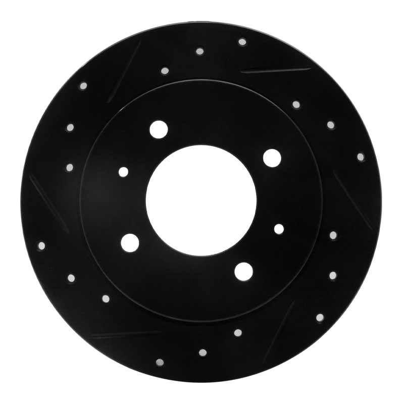 R1 97-06 Hyundai Elantra Rear Left Drilled & Slotted Black Brake Rotor