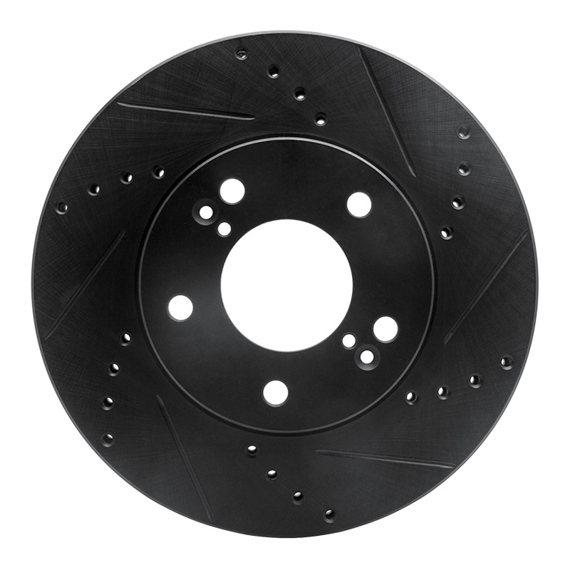 R1 01-03 Hyundai XG350 Front Right Drilled & Slotted Black Brake Rotor