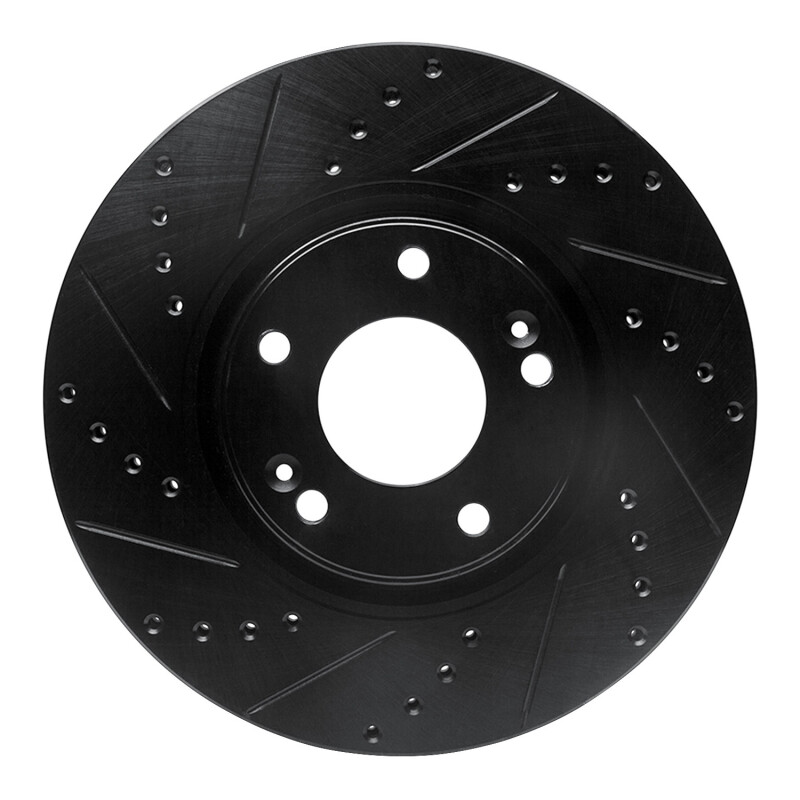 R1 04-11 Hyundai Azera Front Left Drilled & Slotted Black Brake Rotor