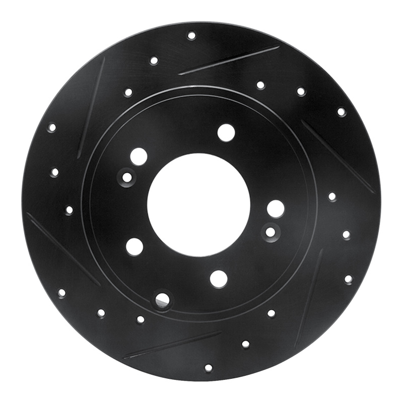 R1 05-20 Hyundai Azera Rear Left Drilled & Slotted Black Brake Rotor