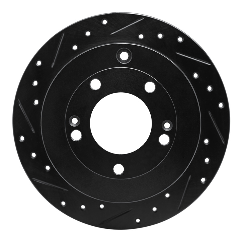 R1 06-09 Hyundai Azera Rear Left Drilled & Slotted Black Brake Rotor