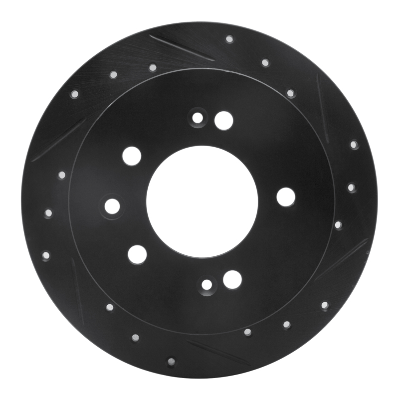 R1 07-10 Hyundai Elantra Rear Right Drilled & Slotted Black Brake Rotor