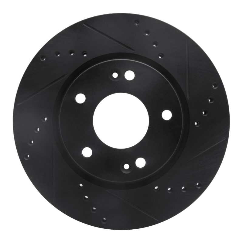 R1 01-05 Hyundai Santa Fe Front Right Drilled & Slotted Black Brake Rotor