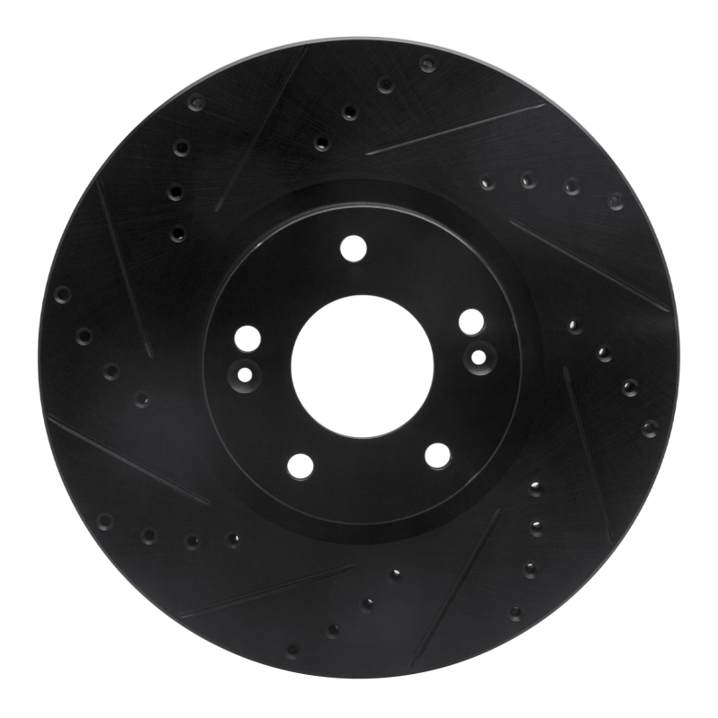 R1 07-12 Hyundai Veracruz Front Left Drilled & Slotted Black Brake Rotor